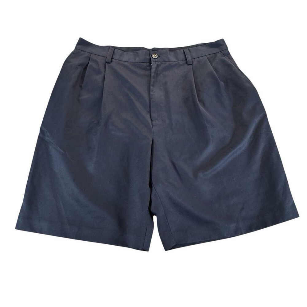 IZOD Golf Sz 40 Men's Navy Blue Double Pleated Front Golf Shorts Classic Casual